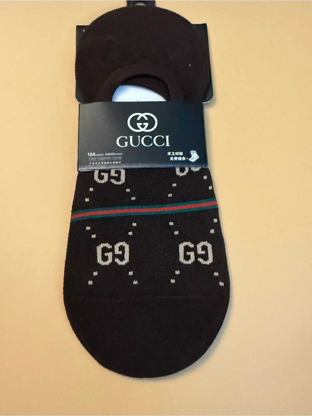 designer low-cut no-show 2 pairs socks brown and white gg logo small-medium new